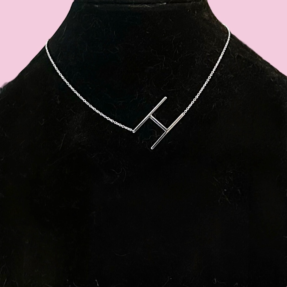 Cai silver tone sideway initial letter H necklace
